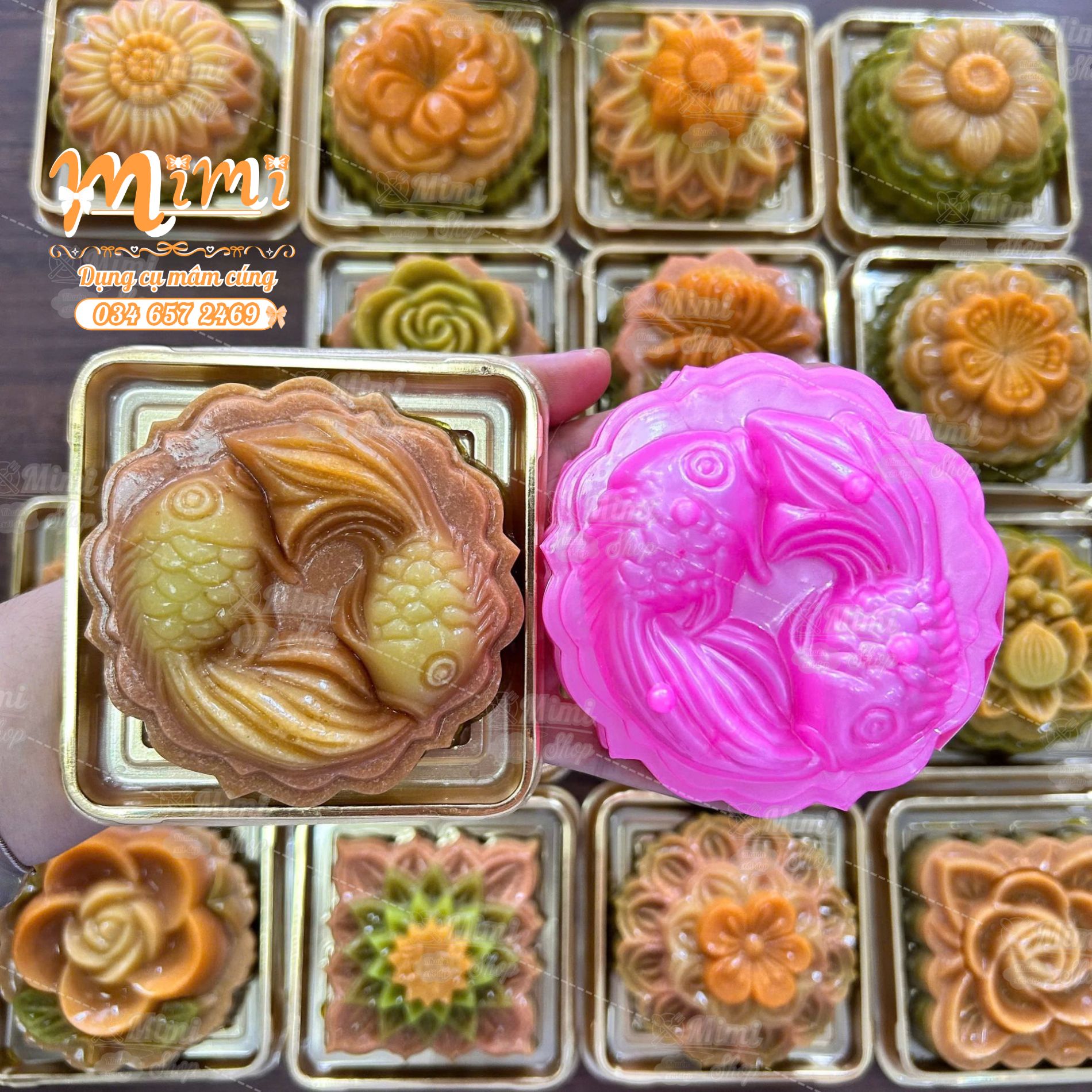 Khuôn 9cm làm xôi, rau câu, bánh trung thu [ Cá chép 2 con ]